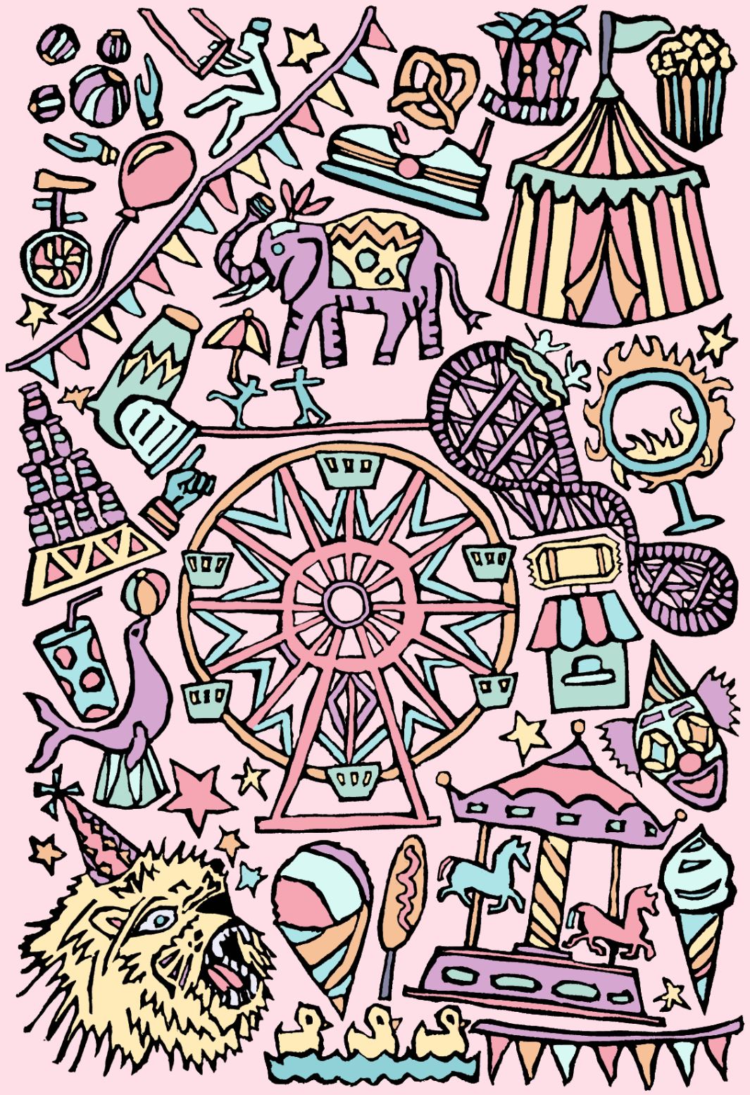 Carnival Coloring Page Digital Download