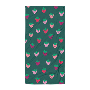 Green Strawberry Patch Towel