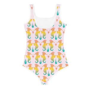 Royal Seahorse All-Over Print Kids Swimsuit