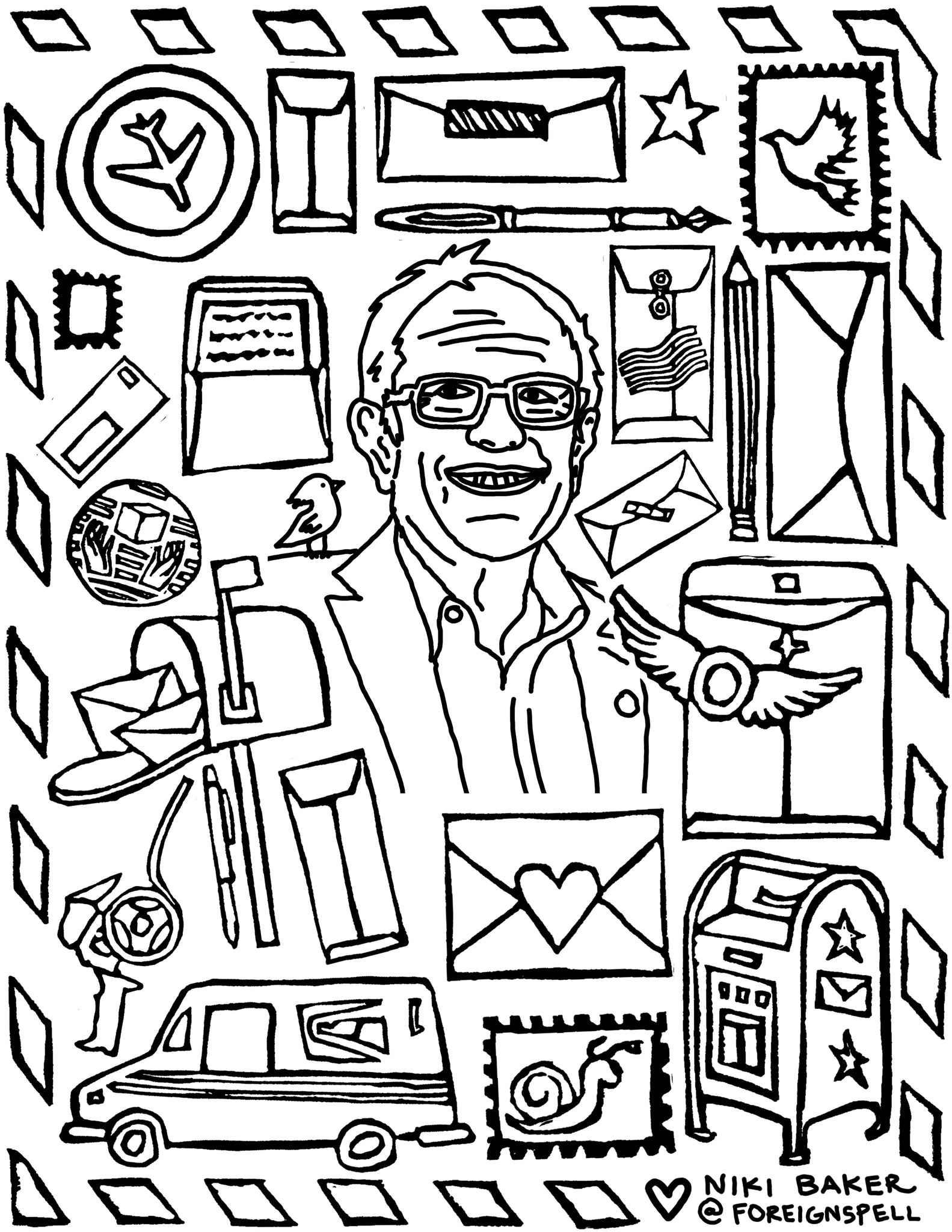 Bernie Sanders Self-Care Activity Book Coloring Page