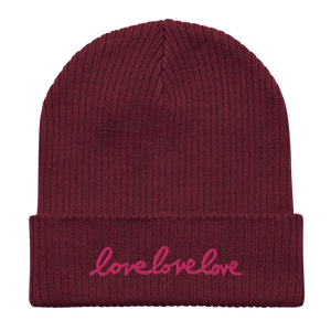 LoveLoveLove Organic Ribbed Beanie