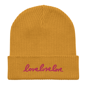 LoveLoveLove Organic Ribbed Beanie