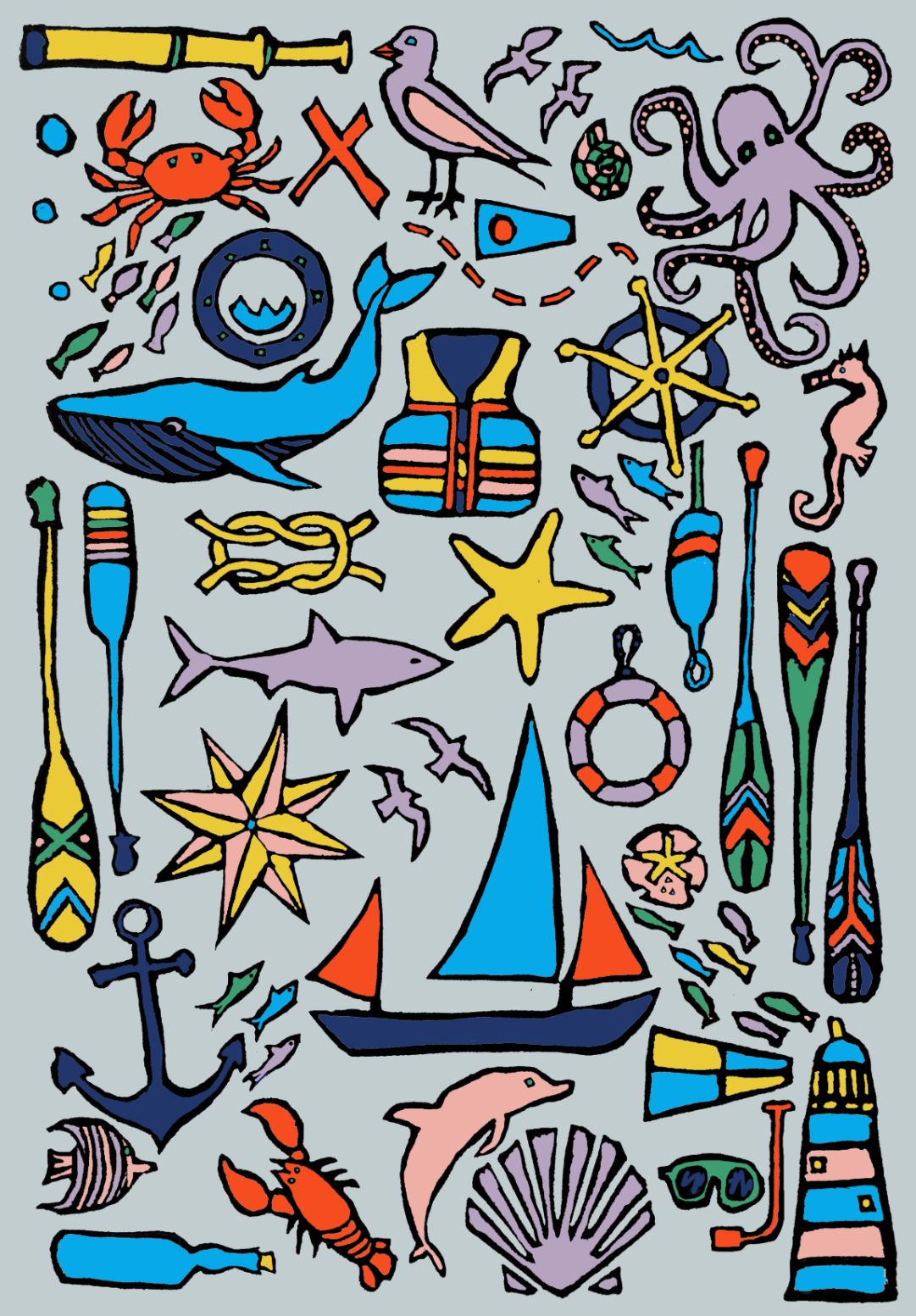 Nautical Coloring Page Digital Download