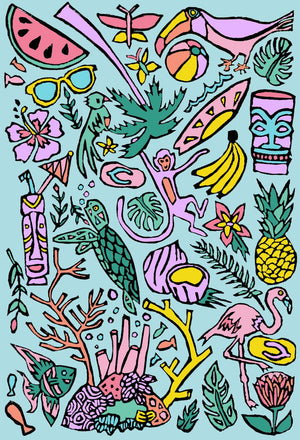 Tropical Coloring Page Digital Download