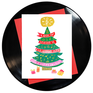 Rockin' Around the Christmas Tree Have a Happy Holiday Greeting Card 6-Pack Inspired By Music