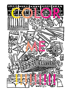 Movie Time Coloring Page Digital Download