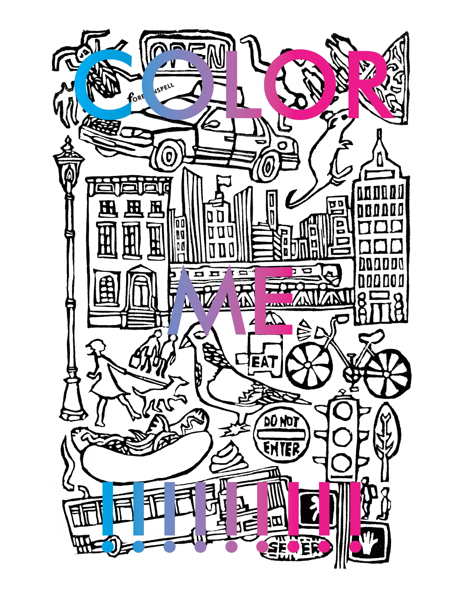 City Life Coloring Page Digital Download