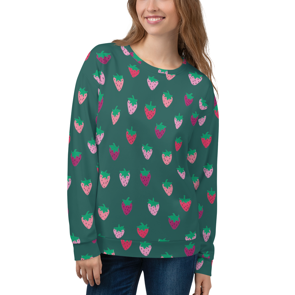 Green Strawberry Patch Pattern Sweatshirt