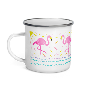 Flamingo Rays Enamel Camping Mug