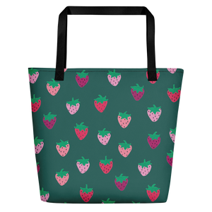 Green Strawberry Patch Beach Bag