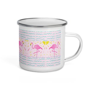 Flamingo Pink Rays Enamel Camping Mug