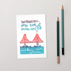 San Francisco, Open Your Golden Gate Standard Postcard