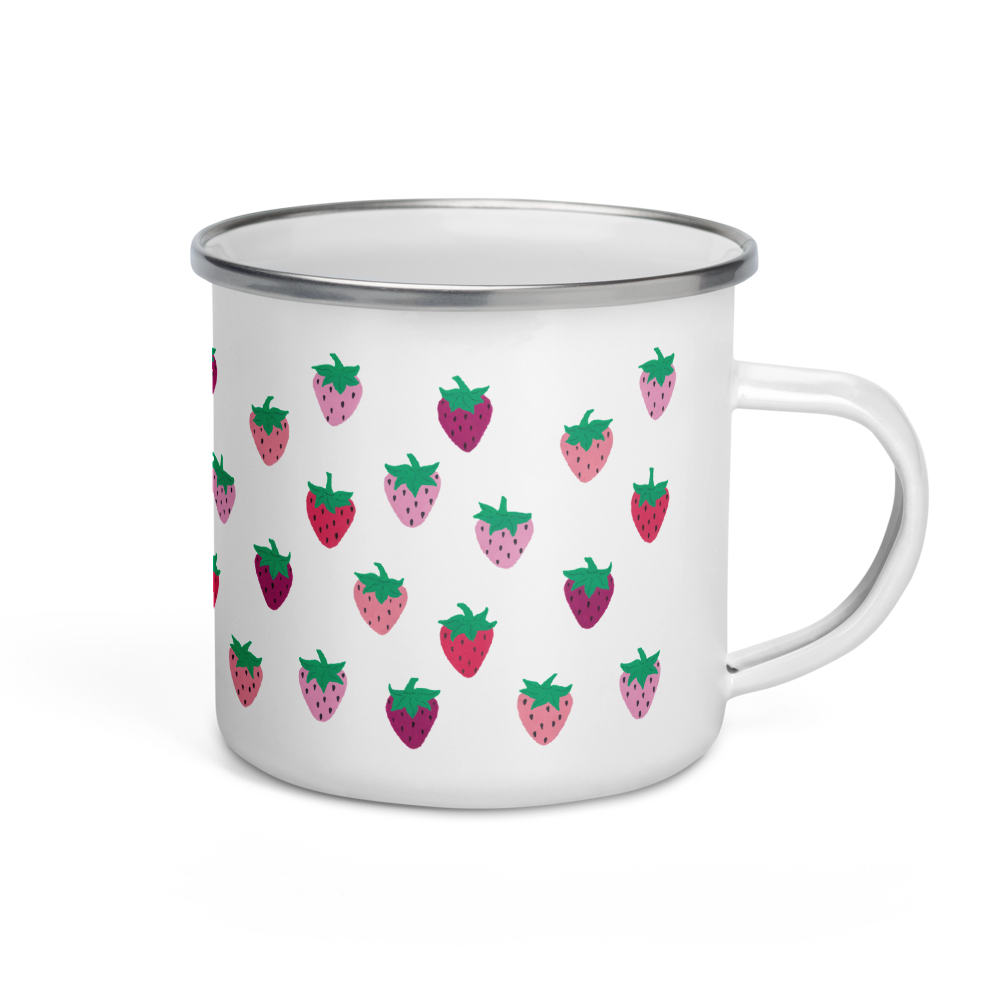 Strawberry Patch Enamel Camping Mug