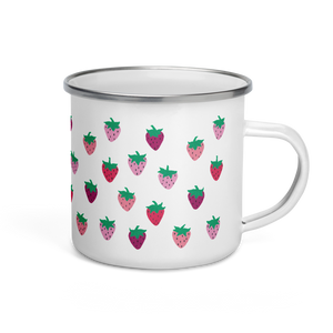 Strawberry Patch Enamel Camping Mug