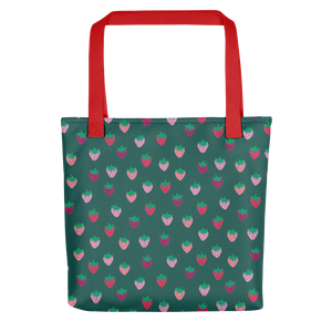 Green Strawberry Patch Tote Bag