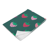 Green Strawberry Patch Throw Blanket