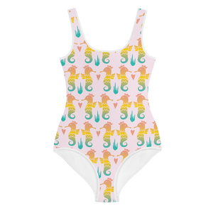 Royal Seahorse All-Over Print Youth Swimsuit