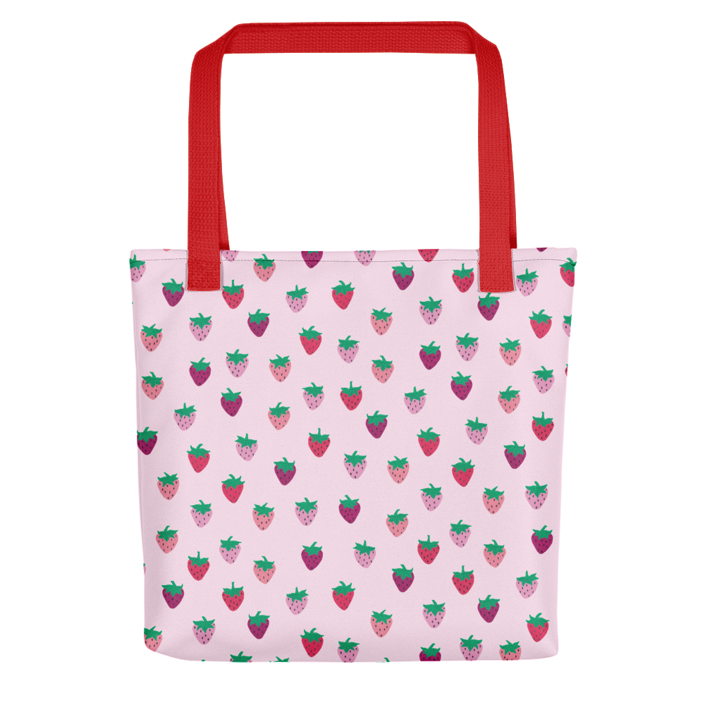Pink Strawberry Patch Tote Bag