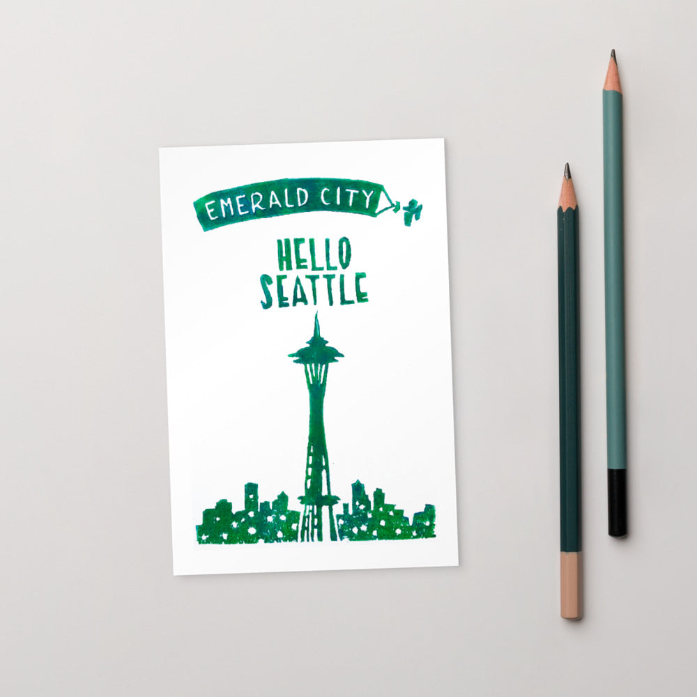 Hello Seattle - Emerald City Standard Postcard