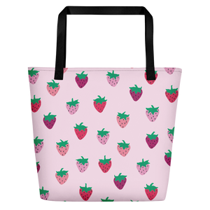 Pink Strawberry Patch Beach Bag