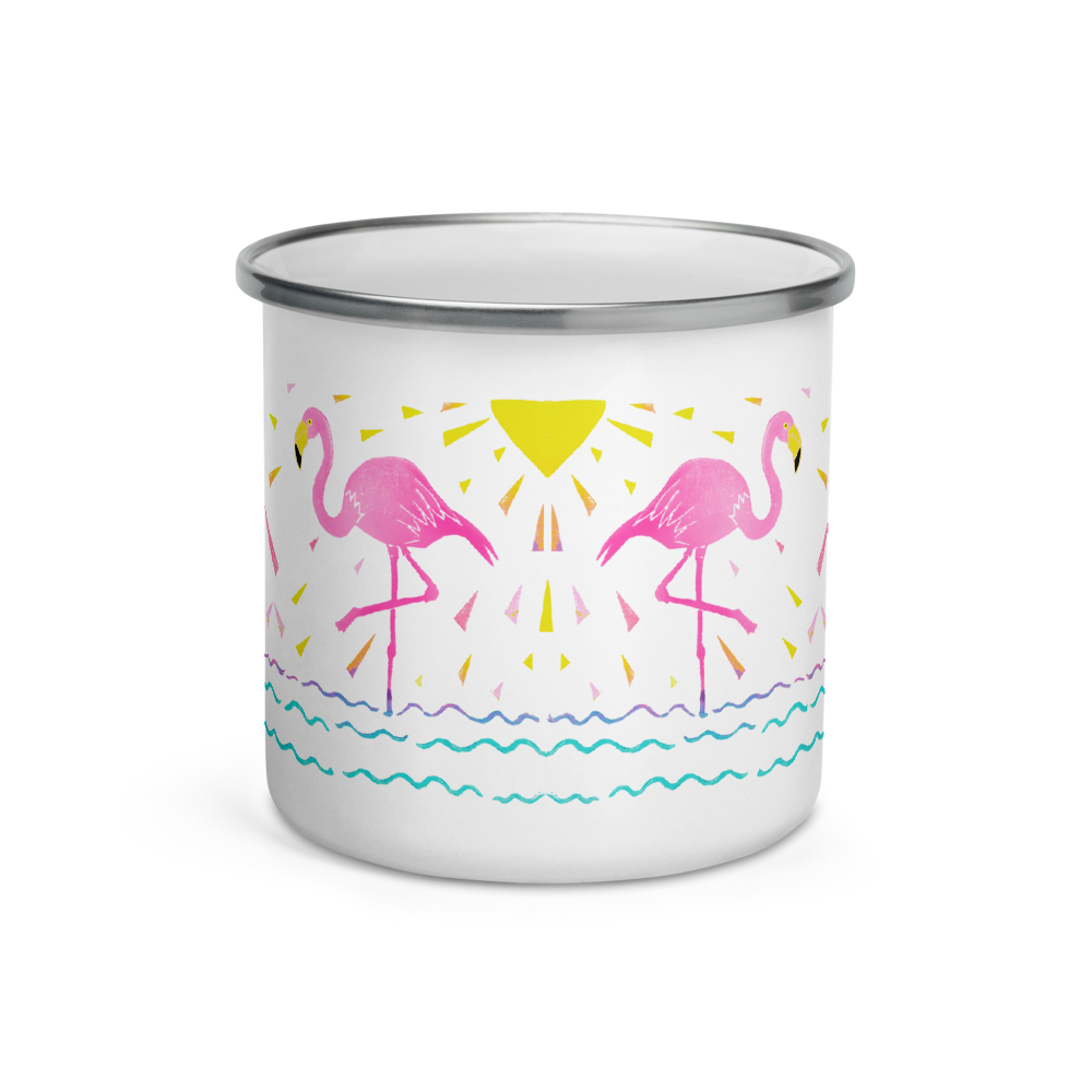 Flamingo Rays Enamel Camping Mug